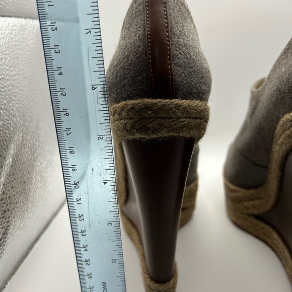 Christian Louboutin Gray Wedge Peep-Toe Shoes size 41 - Picture 5 of 8